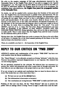 Reply to our critics on ' Pmb 2000'