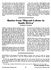 Quotes from Migrant Labour in South Africa