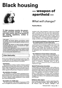 Black housing - weapon of apartheid - what will change?