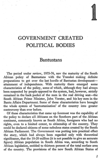 Chapter one: Government created political bodies - Bantustans