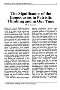The significance of the Homoousios in Patristic thinking and in our time