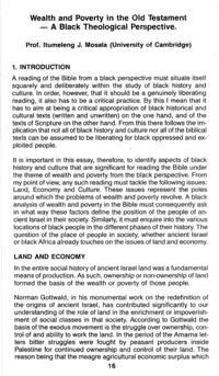 Wealth and poverty in the Old Testament - a Black Theological perspective