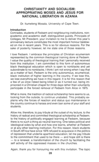 Christianity and socialism - appropriating Moses and Jesus for national liberation in Azania