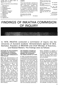 Findings of Inkatha Commission of Inquiry