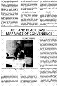 UDF and Black Sash, marriage of convenience
