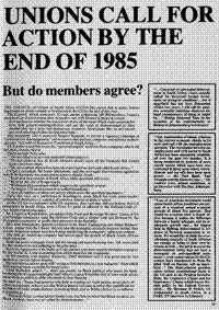 Unions call for action by the end of 1985: But do members agree?