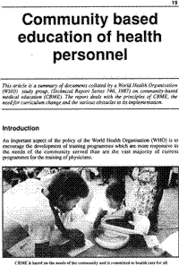 Community based education of health personnel