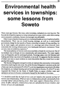Environmental health services in townships: some lessons from Soweto