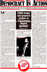 IDASA breaks new ground on The economy beyond apartheid