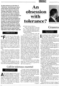 An obsession with tolerance?