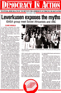 Leverkusen exposes the myths - IDASA group meet Soviet Africanists and ANC