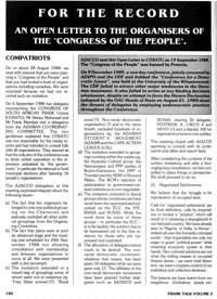 For the record: An open letter to the organisers of the Congress of the People
