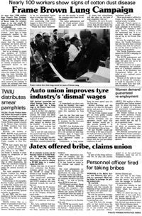 Frame Brown Lung campaign: nearly 100 workers show signs of cotton dust disease