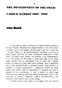 The development of the Swazi labour market 1900 - 1968