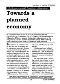 Towards a planned economy