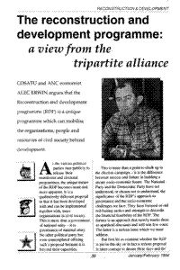 The reconstruction and development programme: a view from the tripartite alliance