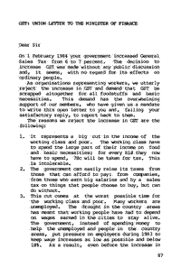 GST: union letter to the Minister of Finance