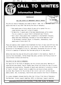 
Call to whites Repression: Has the State of emergency really ended?
