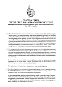 Position paper on the cultural and academic boycott
