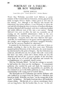Portrait of a failure: Sir Roy Welensky
