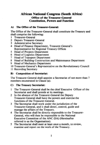 African National Congress (South Africa) Office of the Treasurer-General Constitution, Powers and Function

