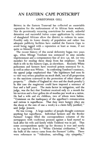 An Eastern Cape Postscript