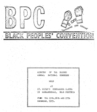 Black Peoples Convention: Minutes of the Seco