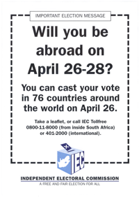 Will you be abroad on April 26 - 28?