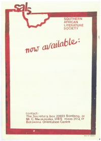 
SALS: Southern  African Literature Society: now available
