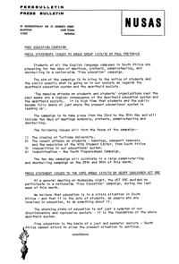 NUSAS Press Bulletin