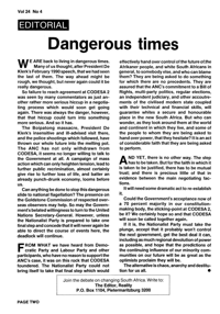 Editorial: Dangerous Times