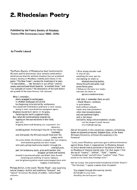 New Poetry: Rhodesian Poetry