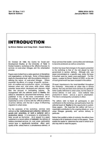Introduction by Simon Bekker and Craig Clark - Guest Editors