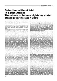 Detention Without Trial in South Africa: The 