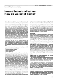 
Economic Policy, Growth and Equity: Inward Industrialisation: How Do We Get It Going?
