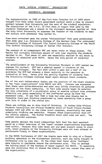South African Students Organisation: histori