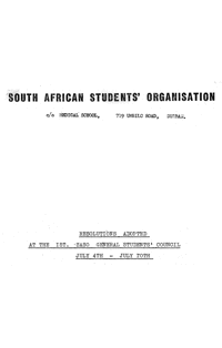 South African Students Organisation: Resolut