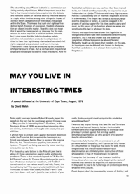 May You Live in Interesting Times