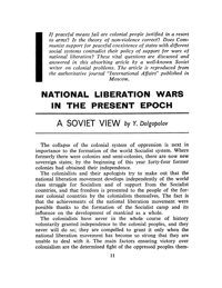 National liberation wars in the present epoch: a Soviet view