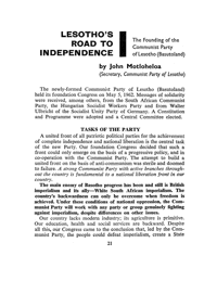 Lesothos road to independence: the founding 