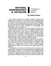 National independence and socialism