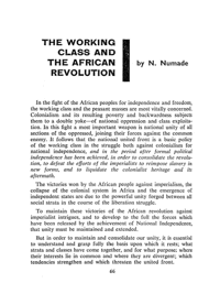 The working class and the African revolution