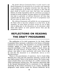 Reflections on reading the draft programme