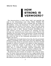 Editorial notes: How strong is Verwoerd?