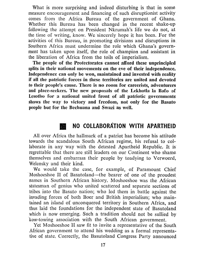 Editorial notes: No collaboration with apartheid