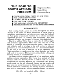 The road to South African freedom: Programme of the South African Communist Party