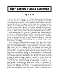 They cannot forget Lumumba