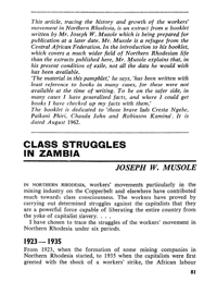 Class struggles in Zambia