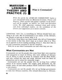 Marxism-Leninism theory and practice: What is Communism?