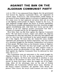 Against the ban on the Algerian Communist Party